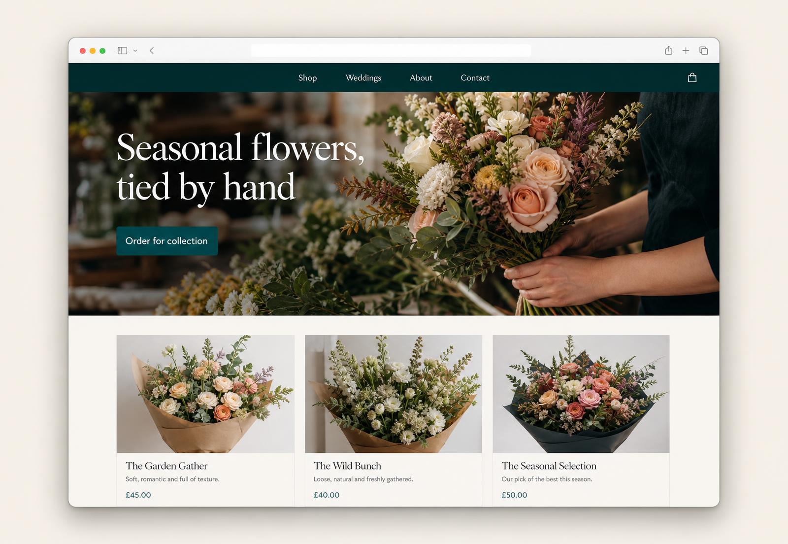 Florist design concept — desktop layout